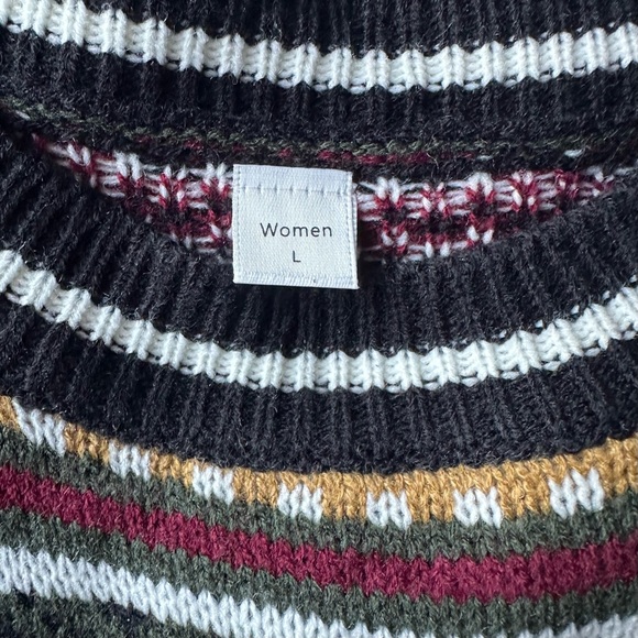 Womens Sweater Large Eclectic Grandpa Handmade Retro Multicolor Patterned Cozy - Picture 2 of 4